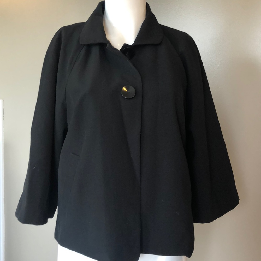 First Option cape like black jacket funky lining